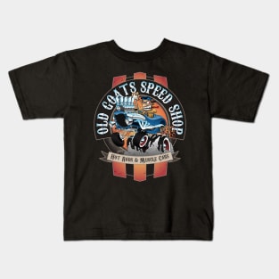 Old Goats Speed Shop Vintage Car Sign Cartoon Kids T-Shirt